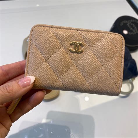 chanel classic coin purse with back pocket|Chanel coin purse beige.